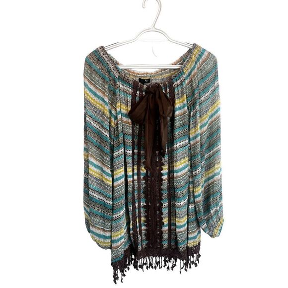 Ryu long sleeved balloon sleeved boho floral cotton floral  embroidered blouse - Picture 3 of 14